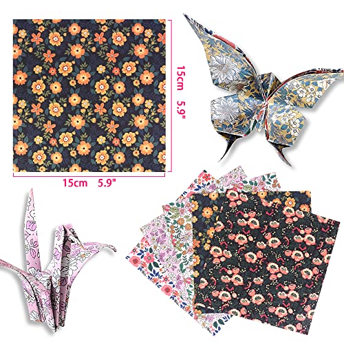 Origami Paper 6X6 Dobule Sided 50 Sheets 10 Colors Origami Kit Japanese Chiyo Square Craft Kits Easy Fold Arts Crafts Diy Handwork Beginner Floral #TOP1