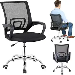 Cadeira De Escritório Em Nylon Mesh Marca Polex - Giratória C/Rodinhas - Cor preto - Home Office