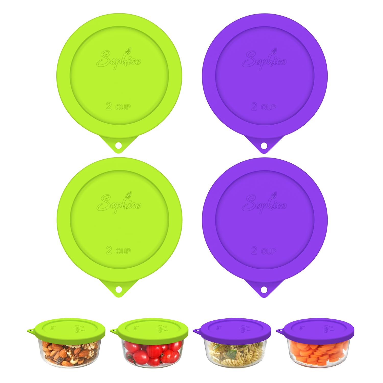 SOPHICO 2 Cup Silicone Lids Replacement for Pyrex &amp; Anchor Hocking 7200-PC