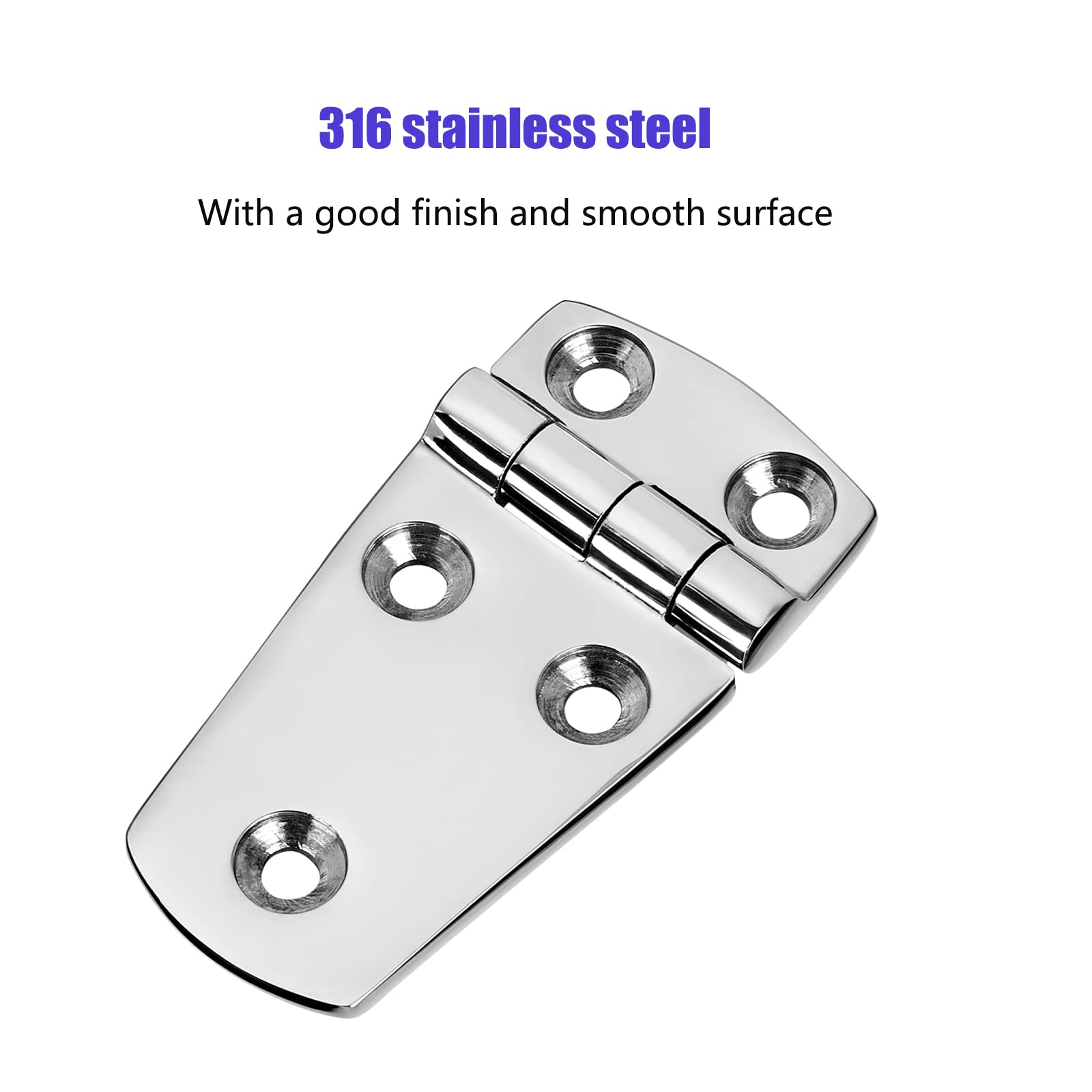 Cerniere per portello marittimo in acciaio inox, 76 x 38 mm, 5 fori, nessun rumore, resistente, in acciaio inox 316, con viti (6 pezzi)