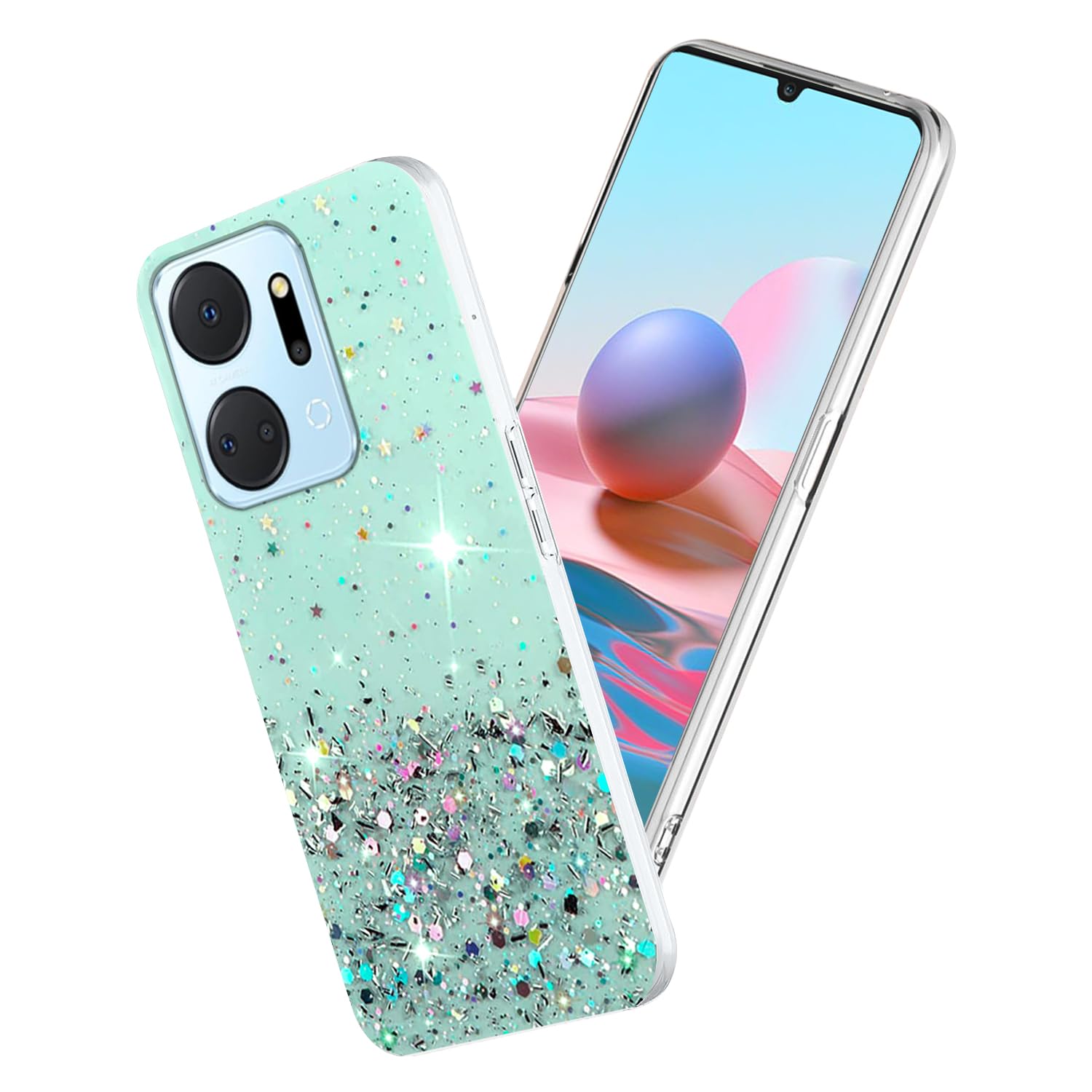Yarxiawin Custodia Trasparente Con Glitter Per Honor X7A – Silicone Morbido, Antiurto, Design Brillante, Regalo Perfetto Per Donne