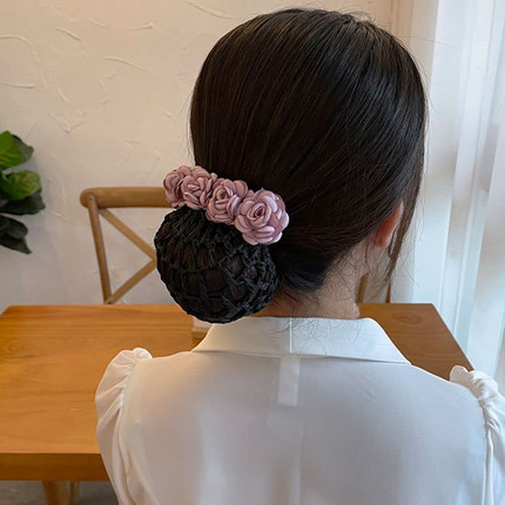 Amazon.com : MinLia Rose Spring Clip Crochet Bun Net Snood  display picture 2