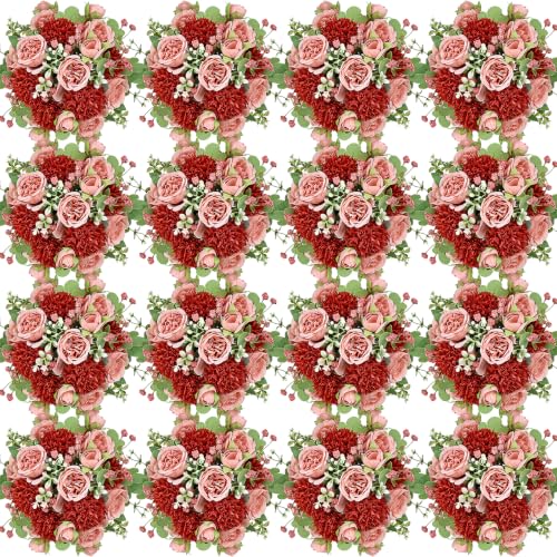 Scawim 16 Bundles Peonies Artificial Flowers - Terracotta | Silk Fake Peonies Bulk with Stems, for DIY Bouquet Faux Peony Floral Arrangements for Vase Centerpiece Home Wedding