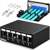 PBAEGAV Patch Panel 6 Port Keystone Network Blank Patch Panel UTP/STP Compatible with LC/SC/ST/FC/USB/HDMI Keystone Jack for Desk Mount Home Ethernet Termination Box (1U 6 Port)