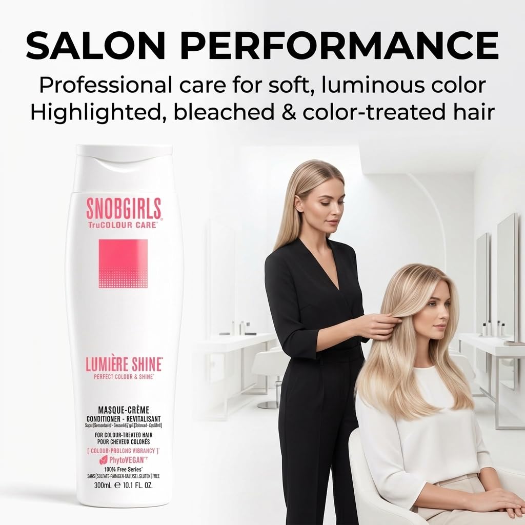 Color-Safe Conditioner for Highlighted & Bleached Hair – SNOBGIRLS LUMIÈRE HIGHCURE – Vegan, Sulfate-Free Formula for Softness & Shine with TruColor Care™ – 10.1 fl oz