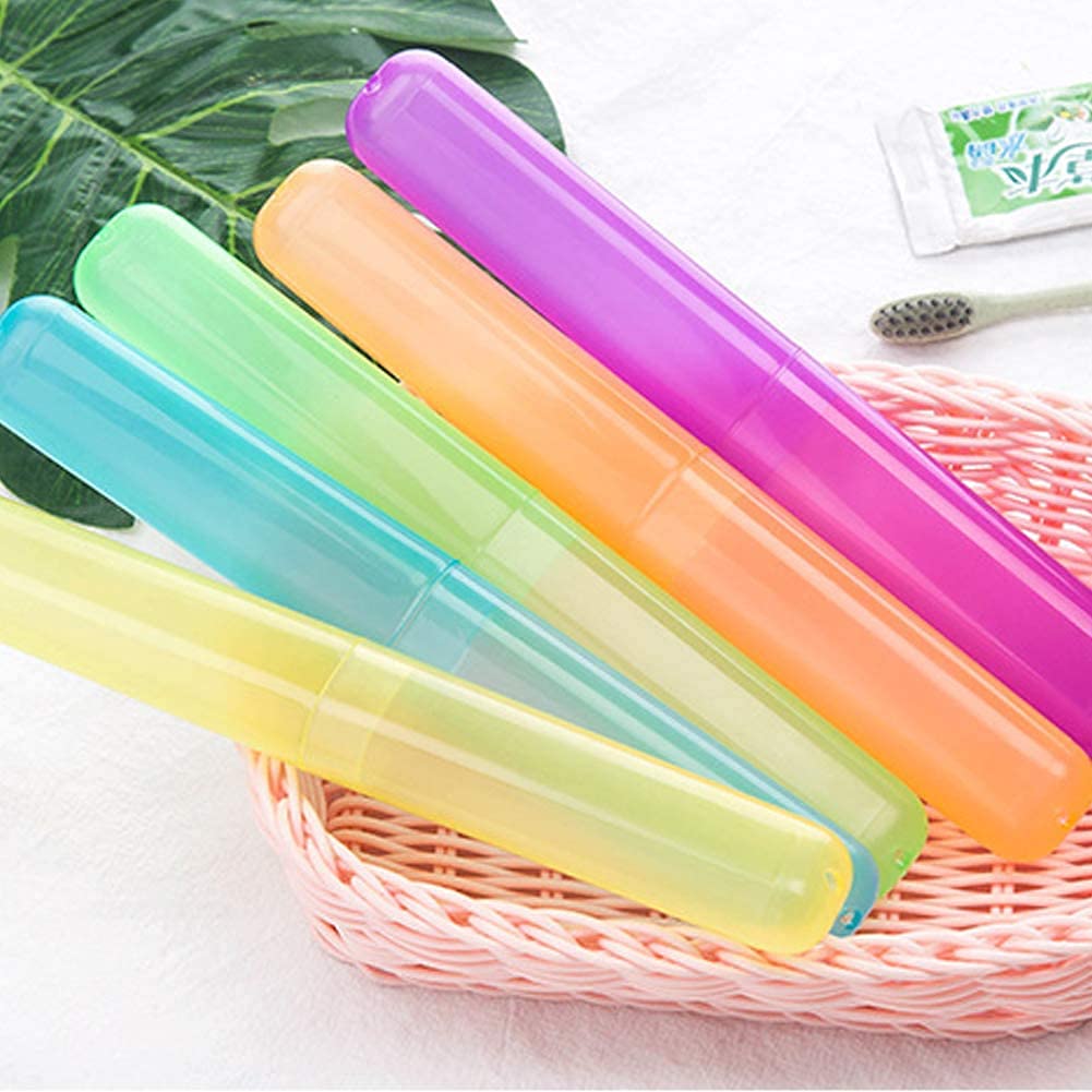 Set 5 Custodie Per Spazzolino Da Diti Da Viaggio – Colorate, Trasparenti, Con Fori Di Aerazione, 20,5 X 3 Cm