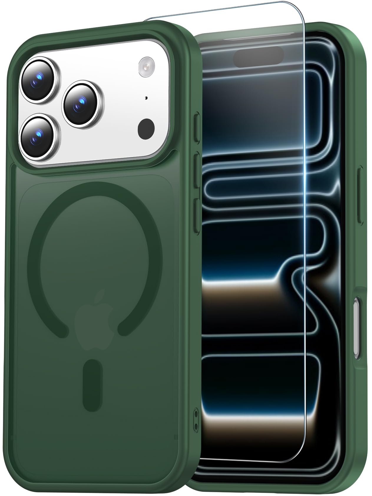 Photo 1 of Temdan for iPhone 17 Pro Case with Screen Protector, Compatible with Magsafe, Anti-Yellowing, Military-Grade Protection, Shockproof Slim Magnetic Phone Case Cover, Alpine Green