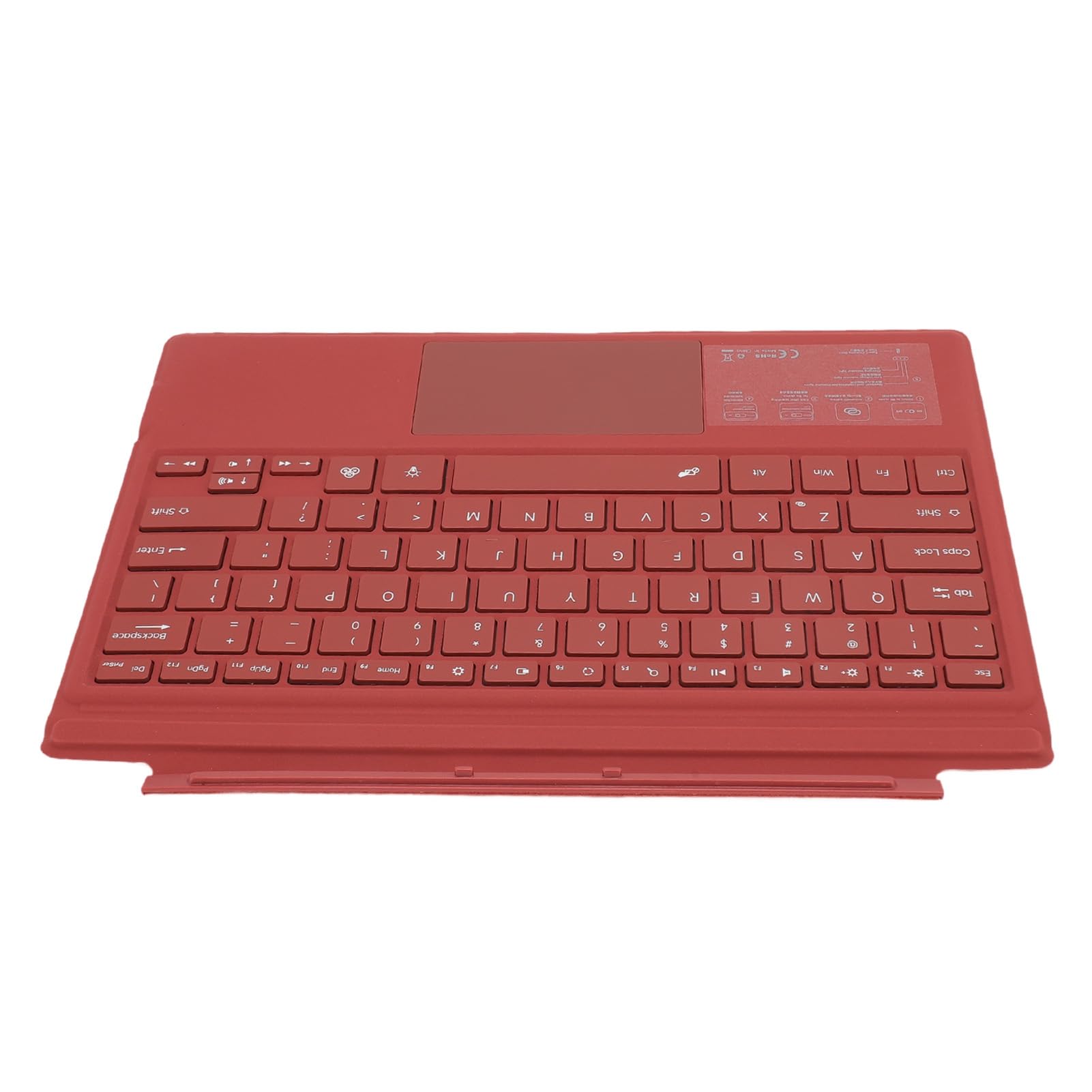 Tastiera Bluetooth Wireless con Retroilluminazione Colorata e Multi Touchpad Magnetic Design per Tab Pro 4 5 6 7 7+ (rosso)