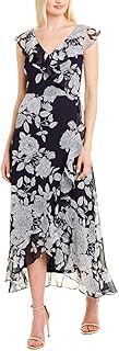 London Times Vestido largo con volantes para mujer