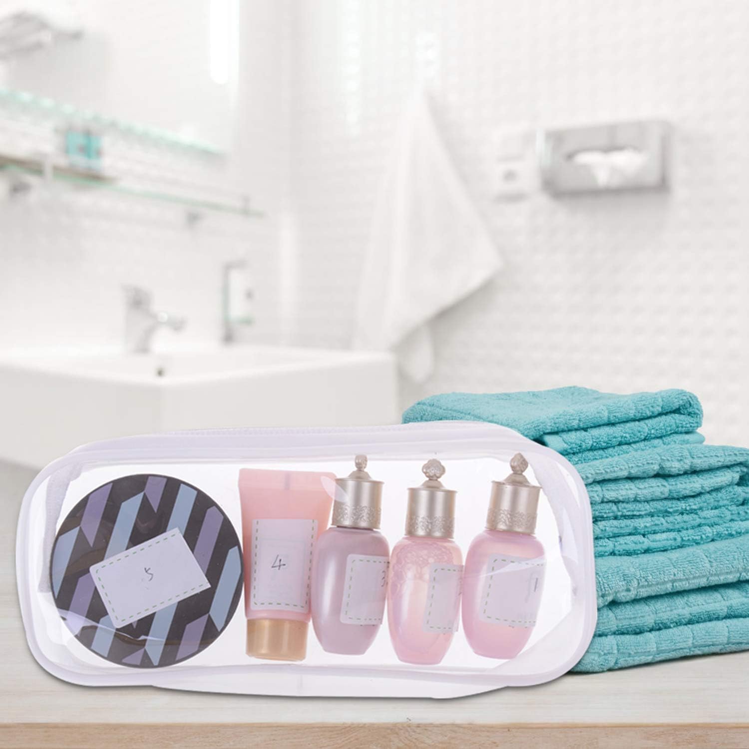 XGOOD 8 Pieces Clear Pencil Case PVC Makeup Pouch Zippered Pencil Case Toiletry Carry Pouch Big Capacity Bags Portable Pencil Bags for Women,Students,Men,Kids Gifts(White) - Image 7