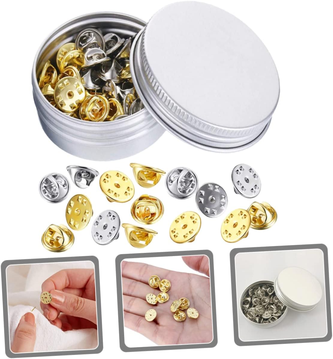 Compact Pin Backs Self-Locking Clasp for Crafts Badge Making and Jewelry Projects Secure Grip and Easy to Use