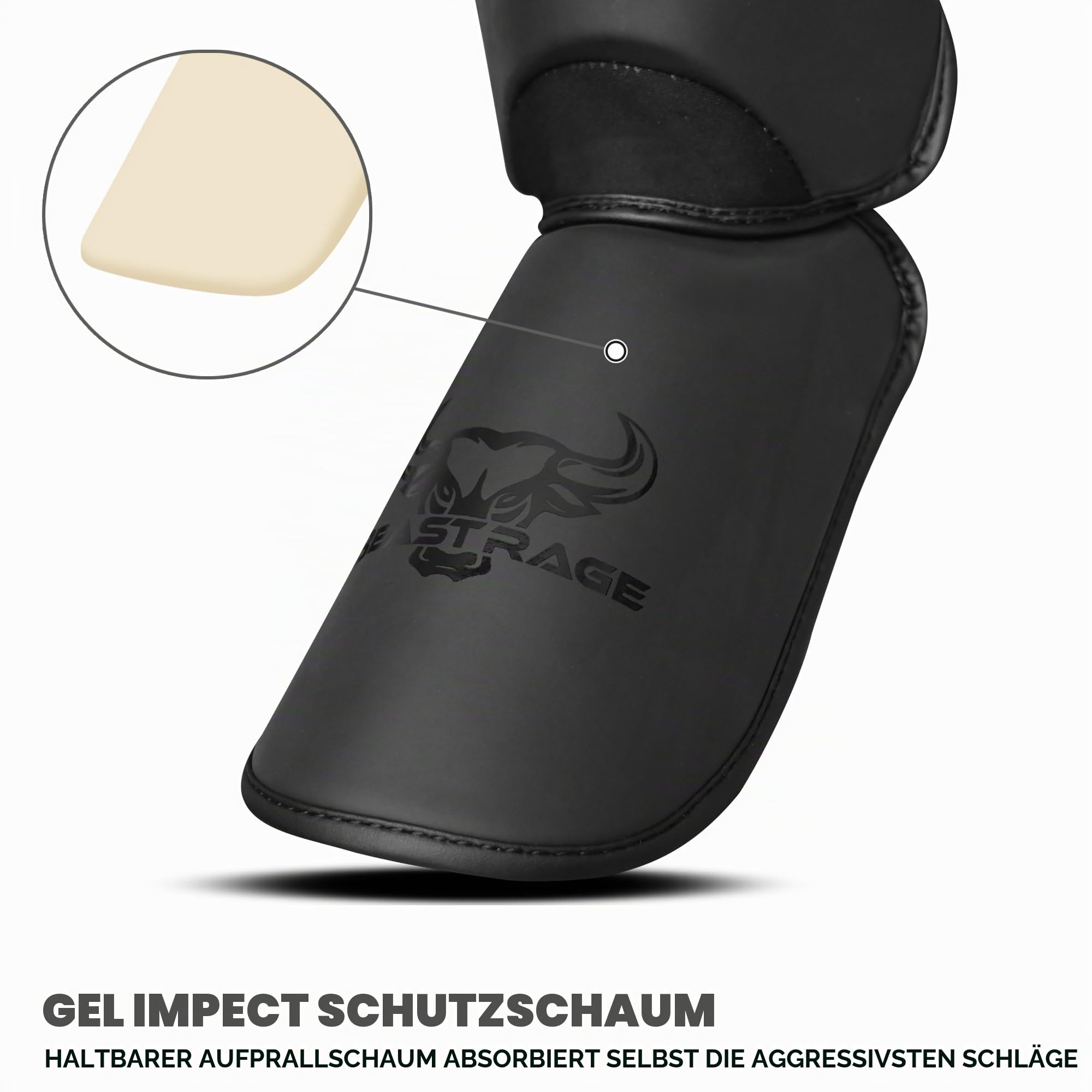 BEAST RAGE Schienbeinschoner für Kickboxen Muay Thai, Martial Arts Schienbeinschoner, Beinschutz mit Ristschutz Schienbeinschoner,Karate,Boxing,MMA Training Gear,Sparring,BJJ,TKD