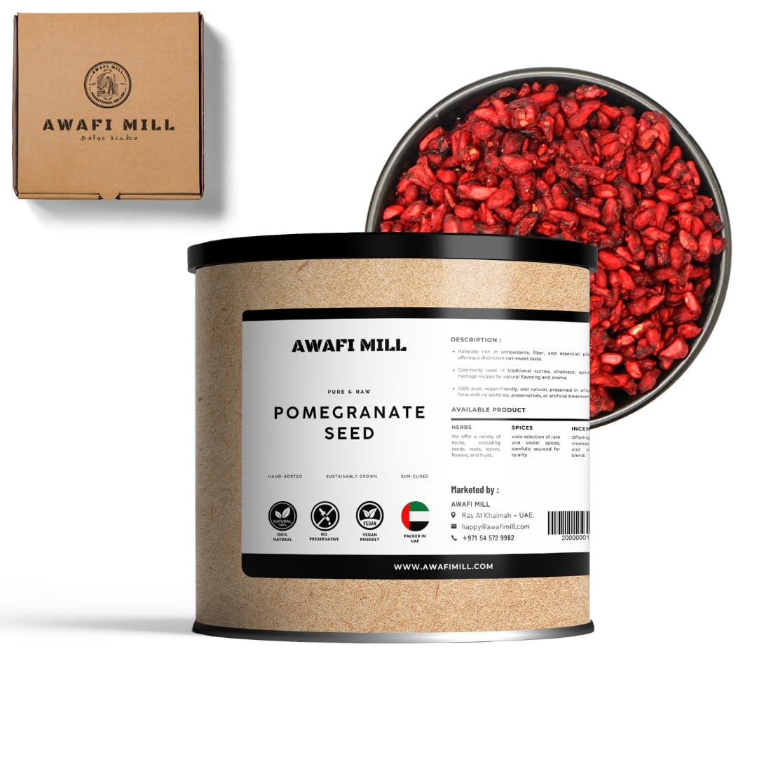 AWAFI MILL Pomegranate Seed (Whole Anardana) | Tangy-Sweet Dried Seeds for Chutneys, Chole, Achar, Spice Rubs, Salads & Baking - 100 g | 3.5 Oz