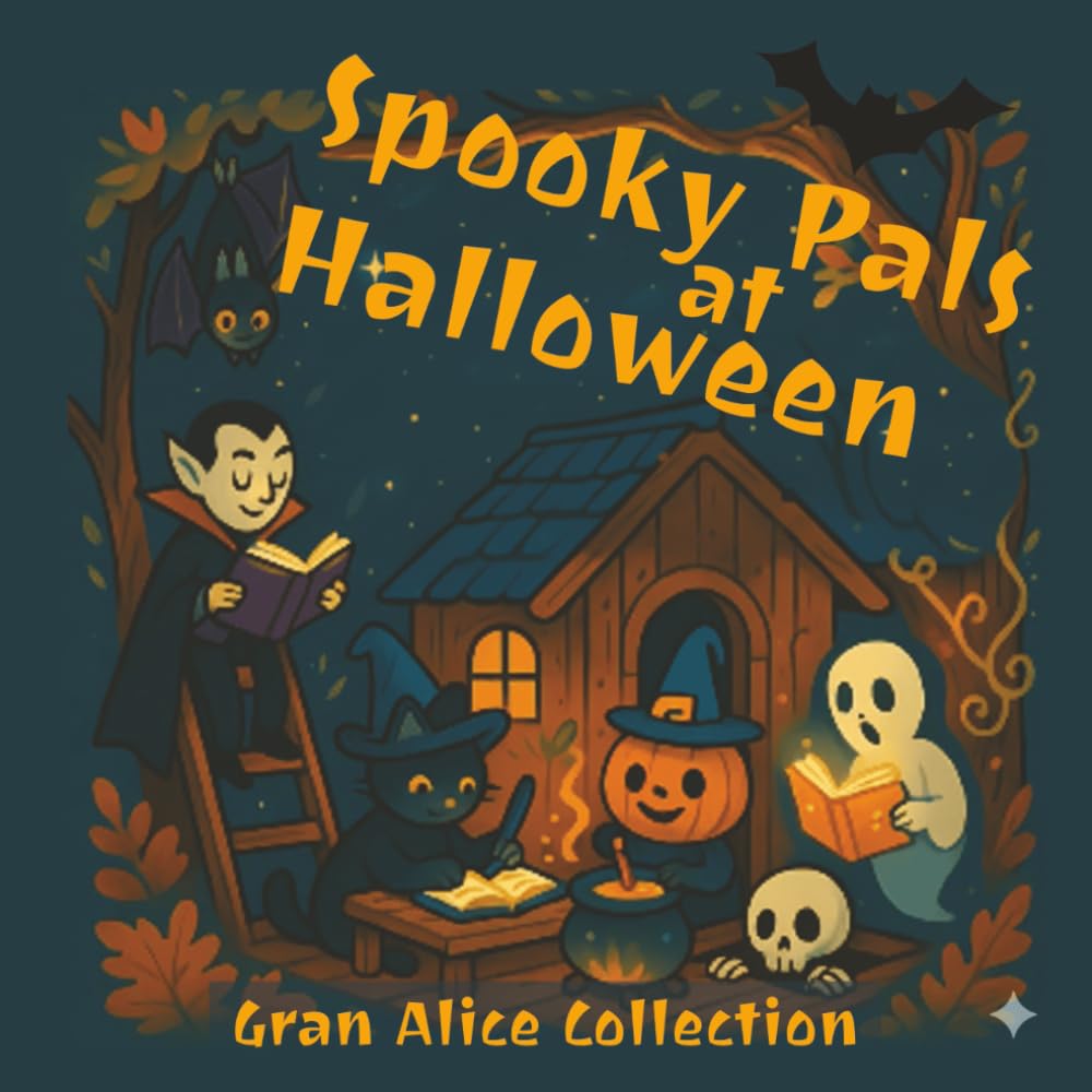 SPOOKY PALS at HALLOWEEN: Cute, Easy and Bold Halloween Coloring Book for Kids & Adults