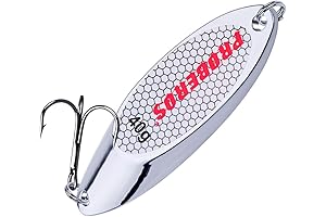 Proberos 10Pcs Fishing Spoons Lures Bass Baits Jigging Bait Tackle with Treble Hooks