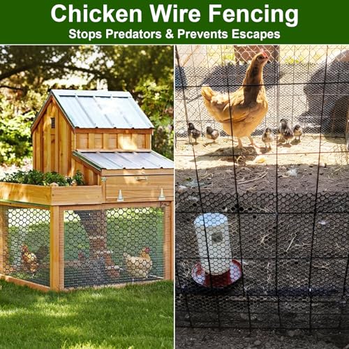 Image of Plastic Chicken Wire Mesh - 15.7 in x 10 ft Black, Plastic Wire Mesh Fence for Dogs, Cats & Poultry - Garden Netting & Animal Barrier, Balcony Netting for Pets - Laddatz