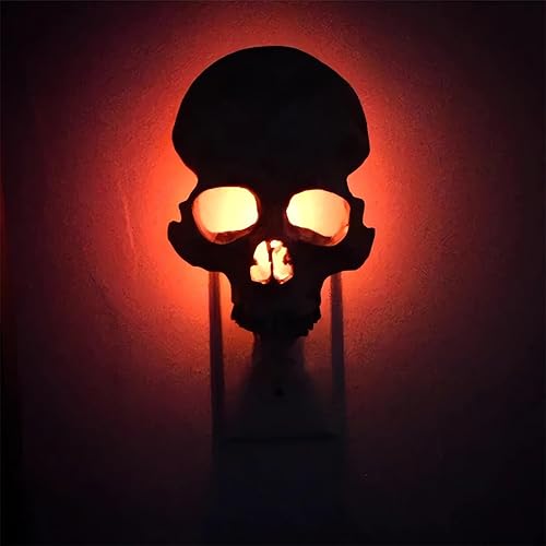 Miniatura 3 de Luz de calavera humana  2023 Nueva luz nocturna de calavera hecha a mano de Halloween, velas góticas, decoración de Halloween, esqueleto