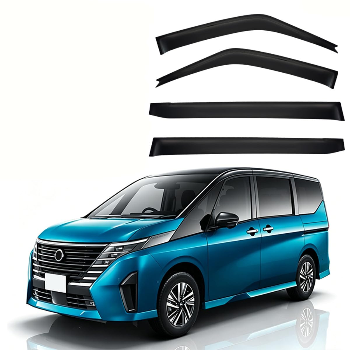 MYRFCSA Car Wind Deflectors, for Nissan Serena MK6-C28 2023+ Rain Guards Window Visor in-Channel Side Shatterproof Sun Visor Reduced Wind Noise Easy Installation