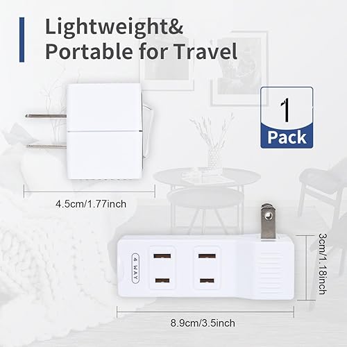 Miniatura 4 de SYCON Adaptador de pared de 4 tomas con interruptor de alimentación y luz nocturna, adaptador extensor de 2 clavijas con 4 tomas de corriente para