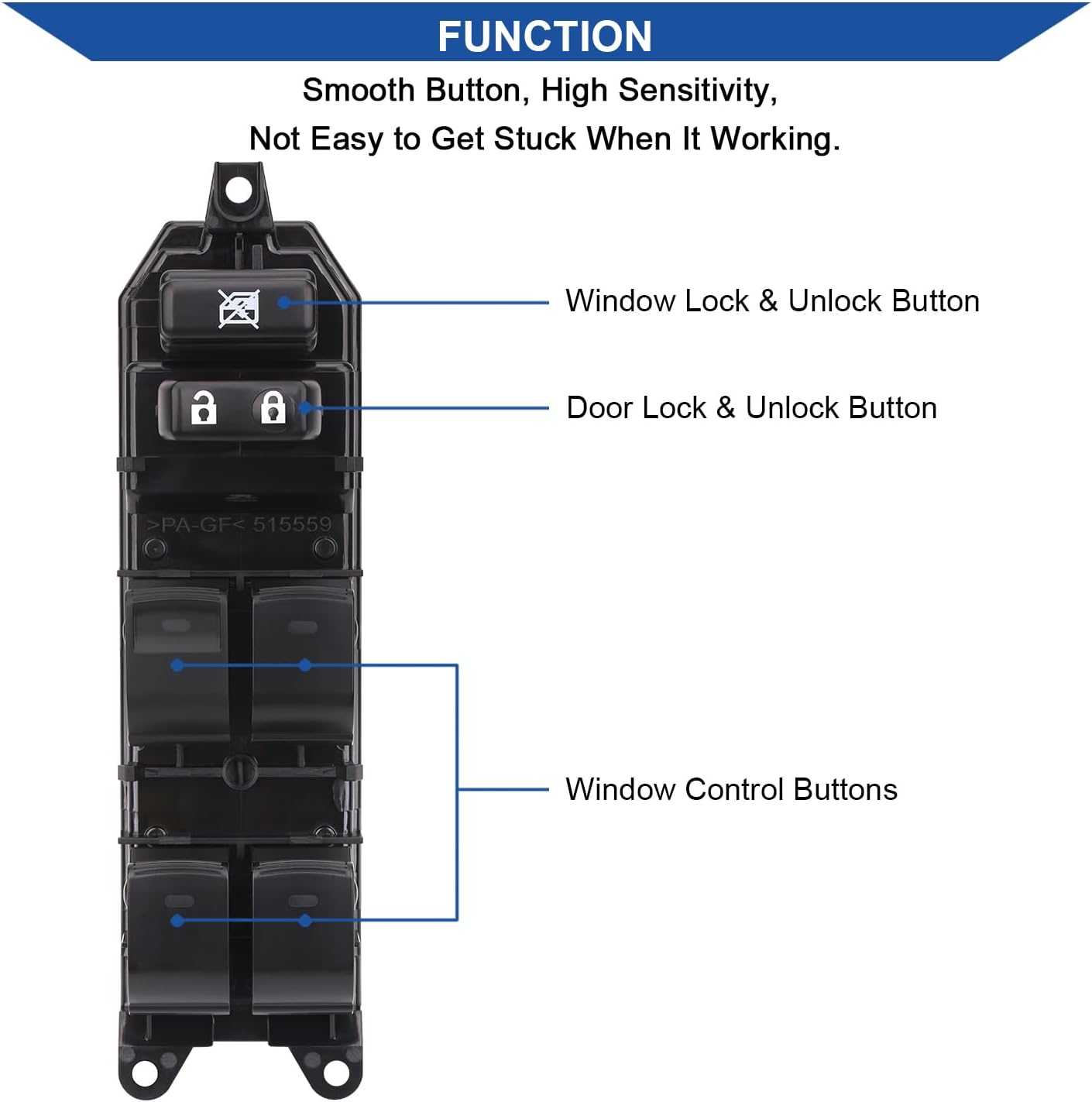 Obaee Master Power Window Switch Button Front Driver Side Compatible with 2010-2015 Toyota Prius, 09-11 Camry, 08-13 Land Cruiser, 09-15 Venza, 11-14 Lexus CT200h, Replace OEM 84040-33100