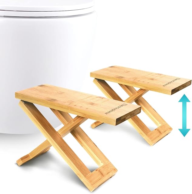 Top Life Bamboo Toilet Stool - Physiological Wooden Squatting Step Stool - Foldable Wood Foot Rest for WC - Squat for Natural Constipation Relief - Recommended by Doctors