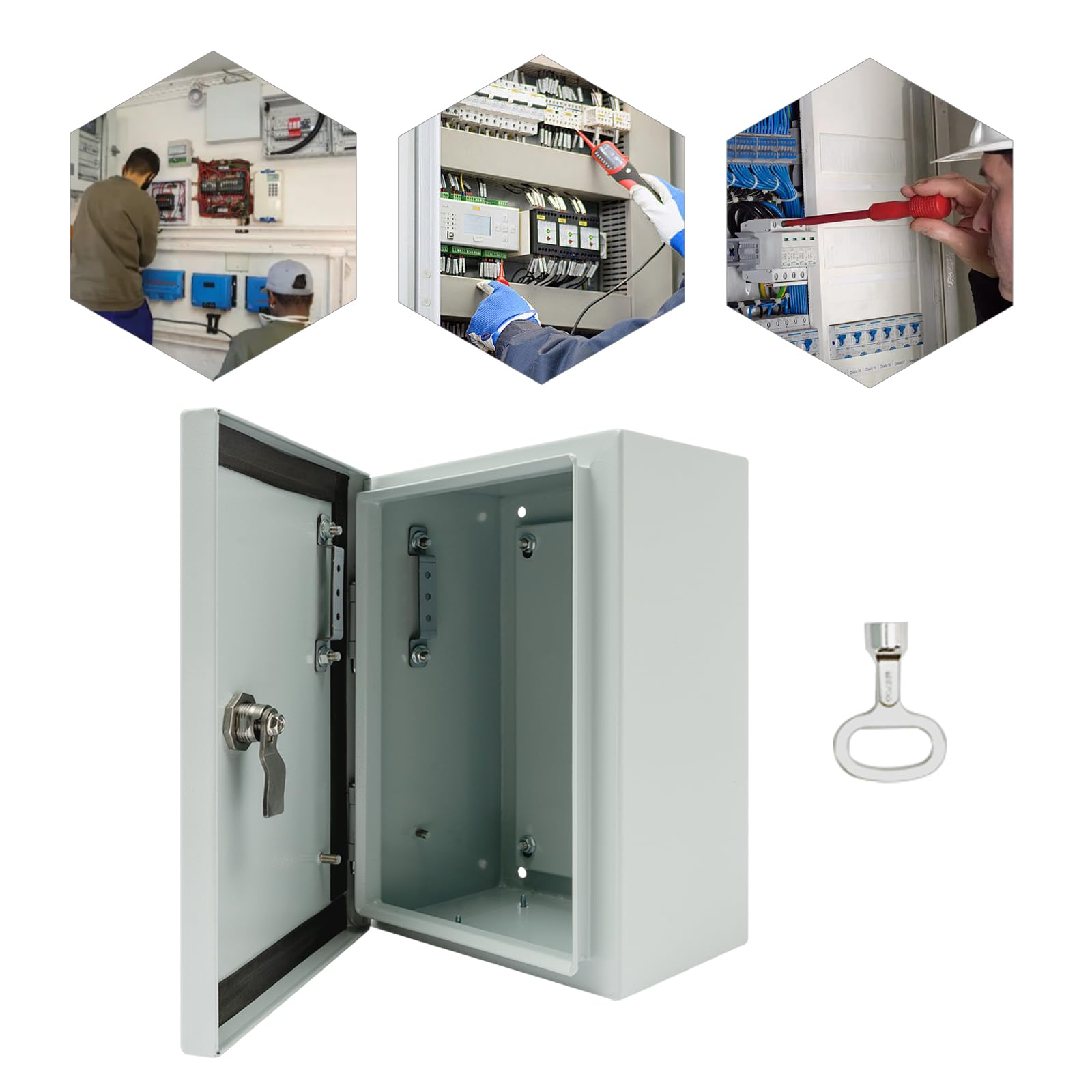 Armadietto per quadro elettrico in acciaio inox, 20 x 15 x 30 cm, alloggiamento ermetico per elettricità, IP65, 1000-1200 °C, montaggio a parete con serratura, armadietto metrico per cablaggio esterno
