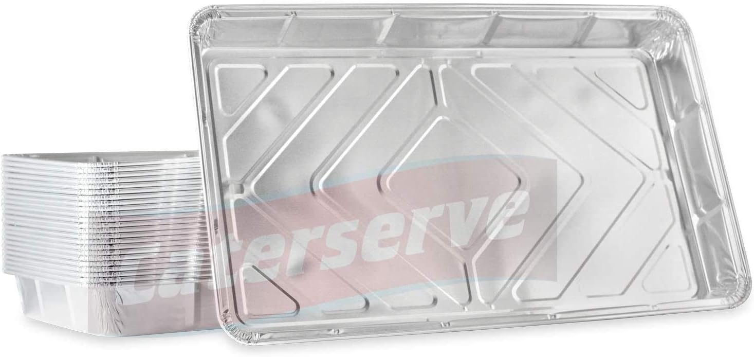 Aluminium Foil Trays Containers for Baking Cooking Freezing and Storing Tray Size 32cm x 20cm x 3.3cm (10 Pack)