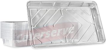 Aluminium Foil Trays Containers for Baking Cooking Freezing and Storing Tray Size 32cm x 20cm x 3.3cm 10 Pack