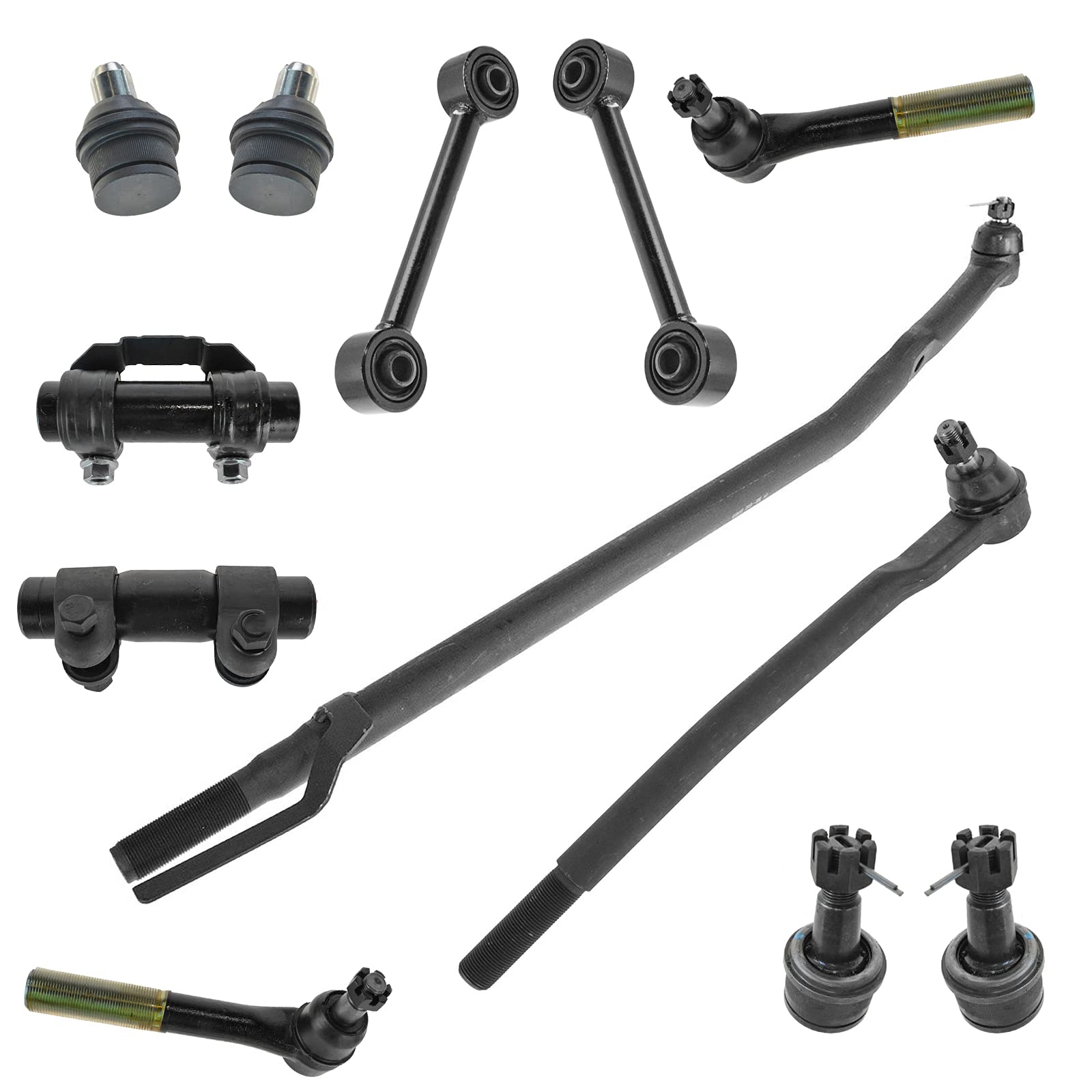 TRQ 12 Piece Steering & Suspension Kit Set Compatible with 2000-2005 Ford Excursion / 1999-2004 Ford F250 Super Duty Truck / 1999-2004 Ford F350 Super Duty Truck