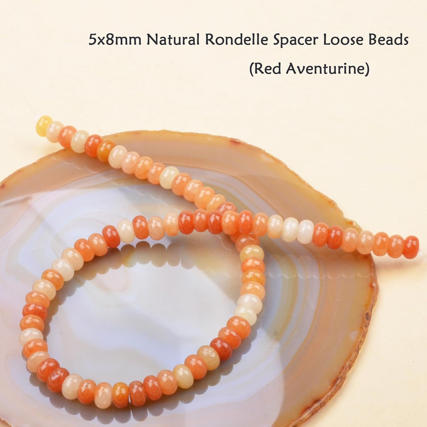 ICAI Beads 5x8mm Natural Rondelle Spacer Loose Beads for Jewelry Making DIY Crafts Design 1 Strand 15" APPR (Red Aventurine) - Image 3