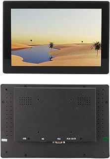 Monitor de Toque de 10,1 Polegadas, IPS 1280x800 HDMI VGA USB Monitor de Toque Capacitivo, IP65 à Prova D'água, Orifícios de Dissipação de Calor Em Ambos Os Lados (plugue da ue)