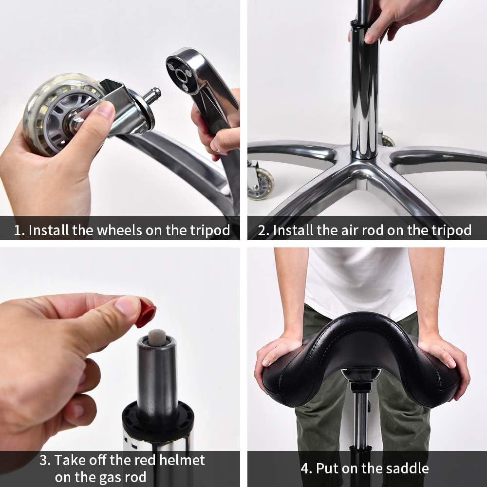 Saddle Chair. Ergonomic Professional Black Wheeled Saddle Chair. The Thickened Saddle Stool Tripod can Carry 400 Pounds. : Beauty & Personal Care