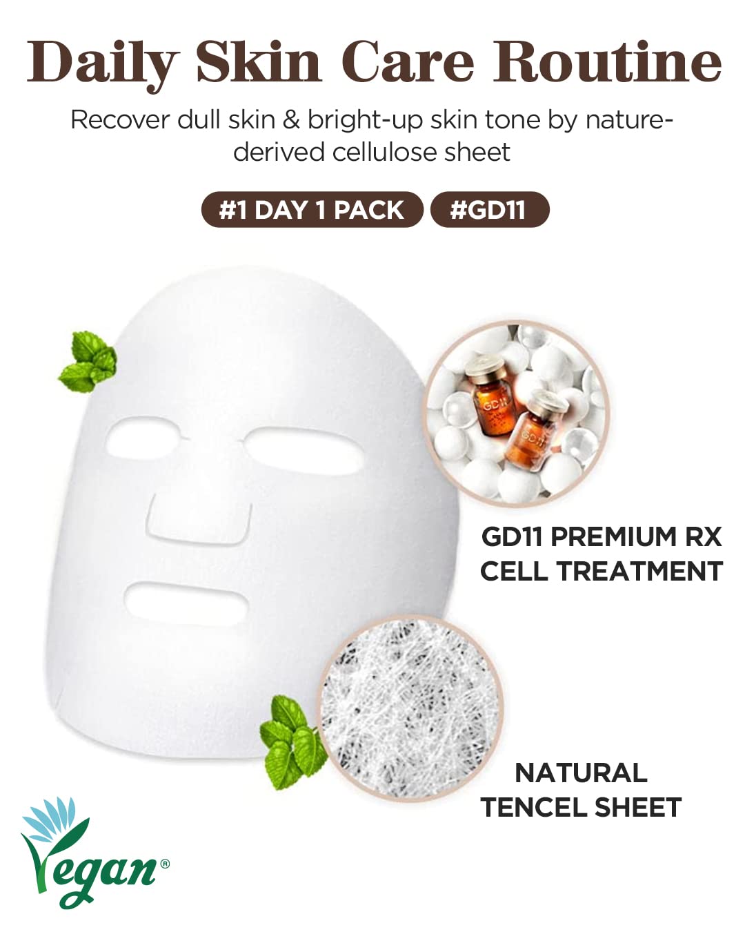 GD11 Premium RX Treatment Mask | Anti-Aging Facial Sheet Mask with Stem Cell Extract | Soothing, Moisturizing, Barrier-Strengthening & Skin Elasticity Care | Hypoallergenic Tencel Sheet, 6 Sheets - Image 6