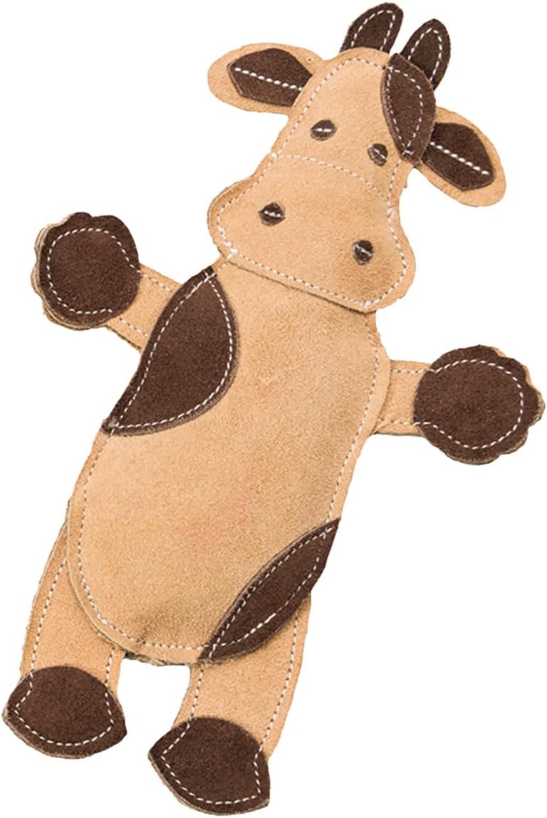 SPOT Dura-Fused Leather Barnyard Animals – Stuffed Dog Toy with Squeaker, Real Leather & Jute Fabric, For Light to Moderate Chewers, Great for Adult Dogs and Puppies – 11in, Assorted Styles, 1 Piece