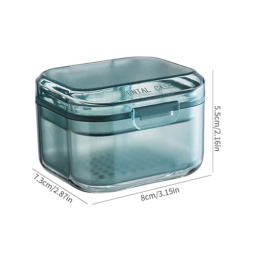 Miniatura 7 de Estuche de limpieza de dientes falsos con drenaje  Contenedor de baño de prótesis dental resistente a fugas, retenedor y caja de almacenamiento de