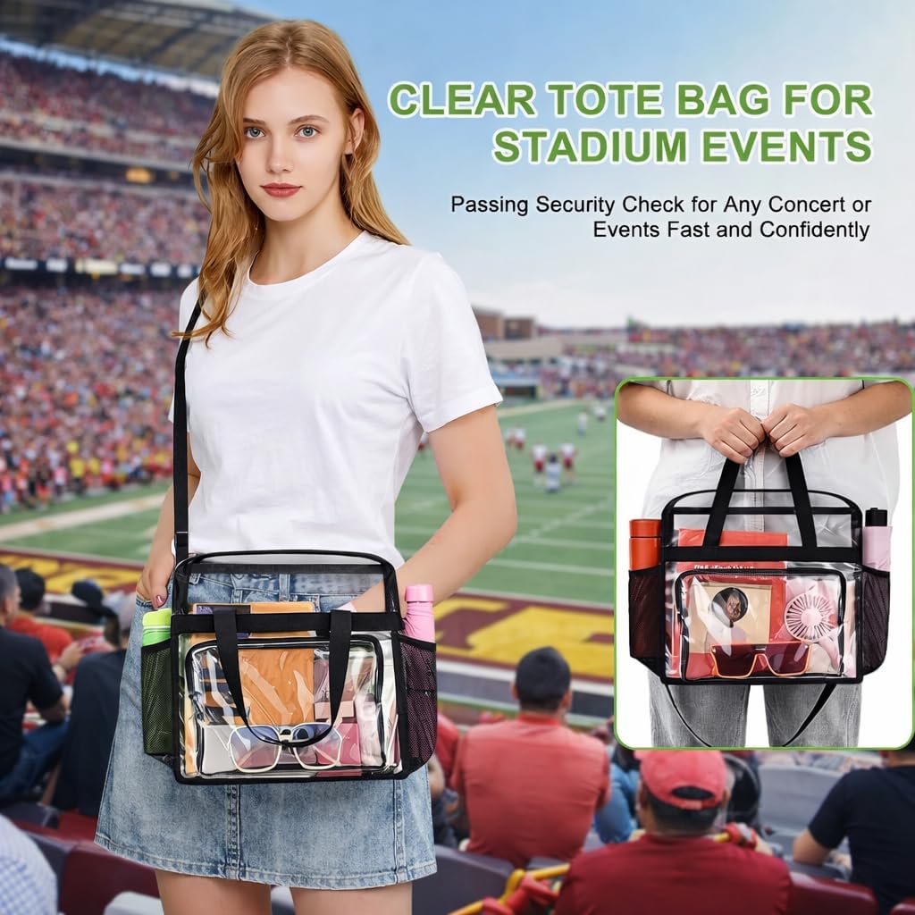 Oraben Clear Tote Bag Clear Bag Stadium Approved 12x6x12 Stadium Bag for Work, Sports Games,Gym - Image 5