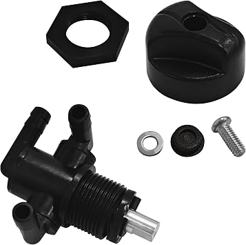 Petcock Fuel Shutoff Valve for Polaris, 3 Way Fuel Tank Petcock Shut Off Valves Switch with Screw Nut Knob Kit Replacement 5432559 7052161 for Polaris Twin Magnum Trail Boss SportsmanBlack