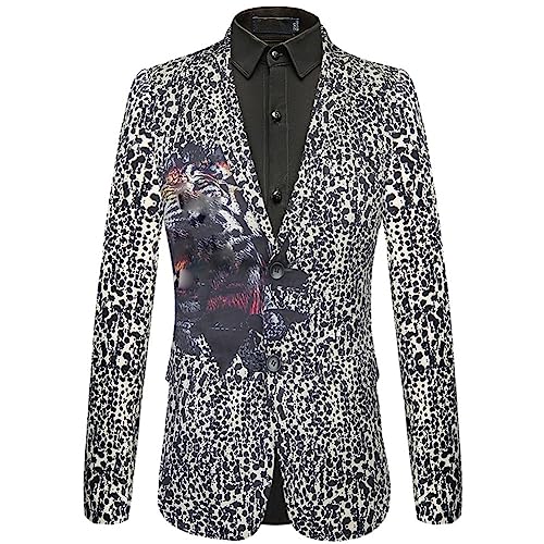 Herren-Blazer mit Leopardenmuster, einreihig, lässig, Anzugjacke, klassischer Tierblazer, Hochzeitsblazer – Bild 3