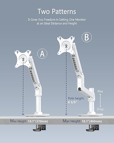 Miniatura 7 de Soporte de escritorio con brazo para un solo monitor, soporta pantallas de hasta 40 pulgadas y 25 libras, soporte para monitor Vesa totalmente