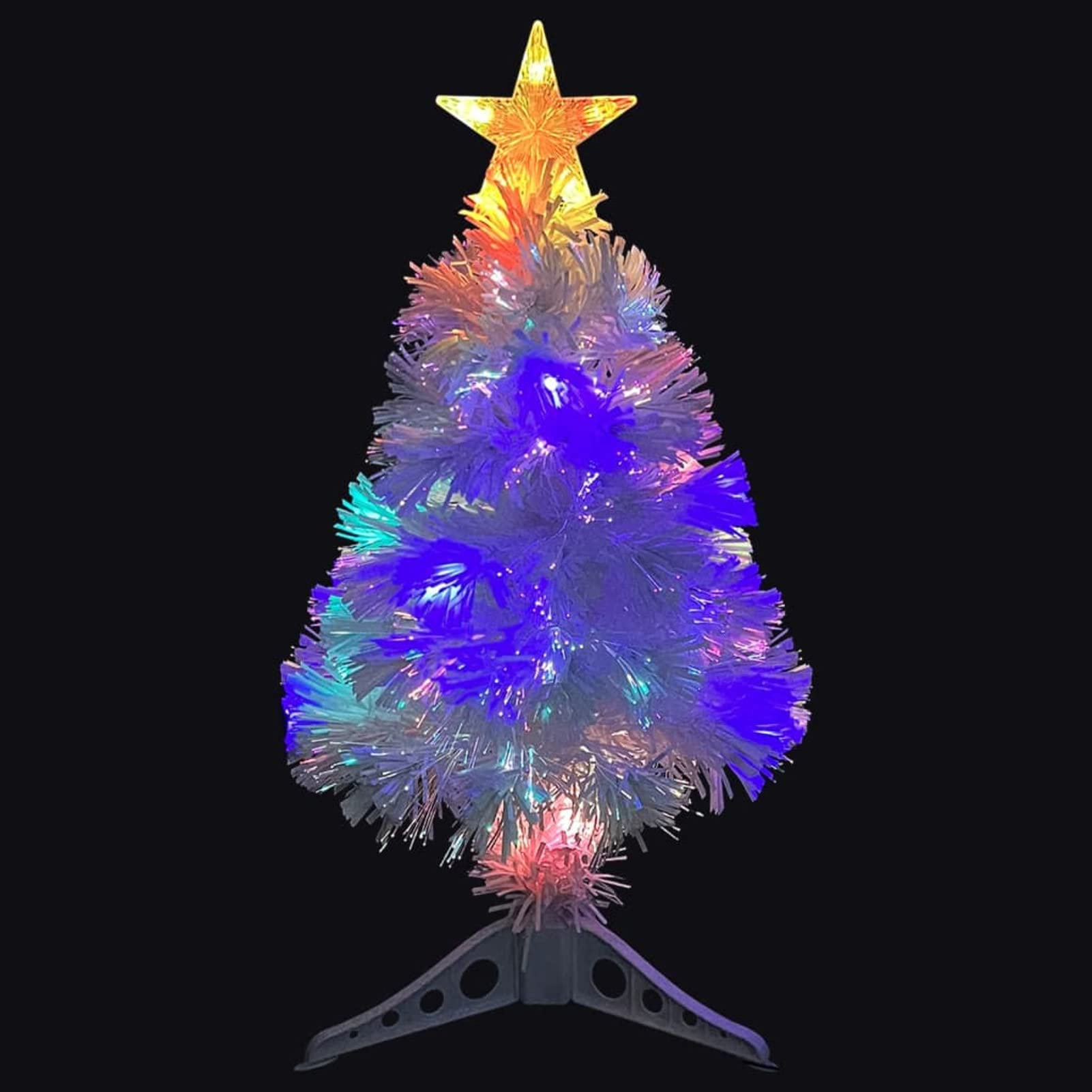 Árbol de Navidad Artificial LED, 64 cm, Fibra Óptica, PVC, Estrella Superior, para Decoración Interior