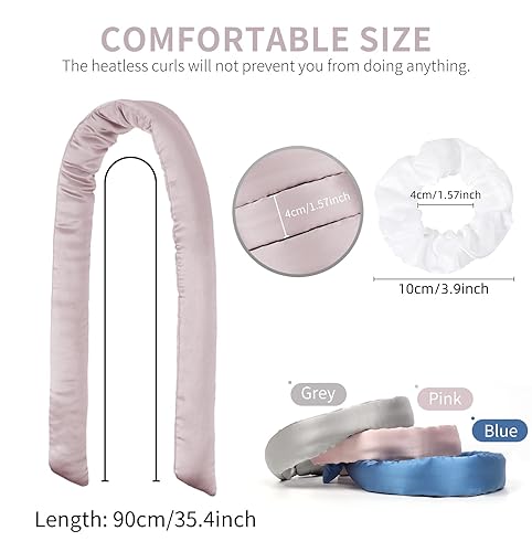 Miniatura 8 de Rizador de pelo de seda sin calor, diadema de seda de morera para la noche, sin calor, rizadores de pelo de seda sin calor para dormir, rizador de