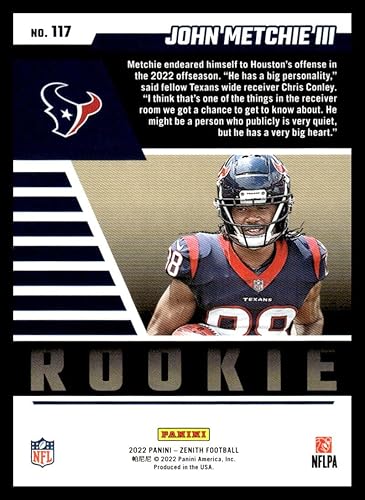 Miniatura 2 de 2022 Panini Zenith #117 John Metchie III NM-MT RC Rookie Houston Texans Football Trading Card