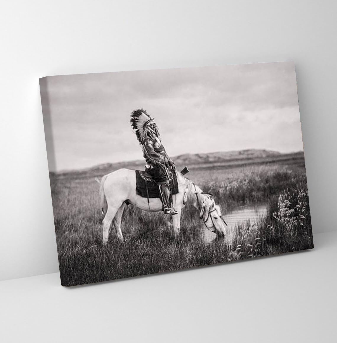 GADGETS WRAP Canvas Gallery Wrap Framed for Home Office Studio Living Room Decoration (11x9inch) - Oglala Indian Man Circa