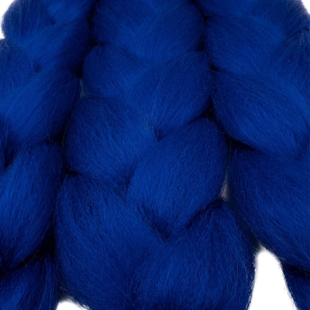 24inch Jumbo Braids Hair Extensions Ombre Braiding Hair Synthetic 3Pieces/lot Crochet Twist High Temperature African Box Braids, Sapphire Blue — view 4