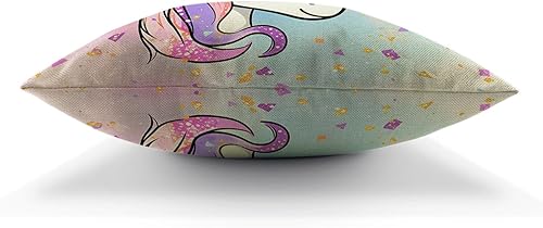 Miniatura 5 de Beabes Fundas de almohada de unicornio con purpurina de arcoíris, galaxia, unicornio, caballo, algodón, lino, funda de almohada de 18 x 18 pulgadas,