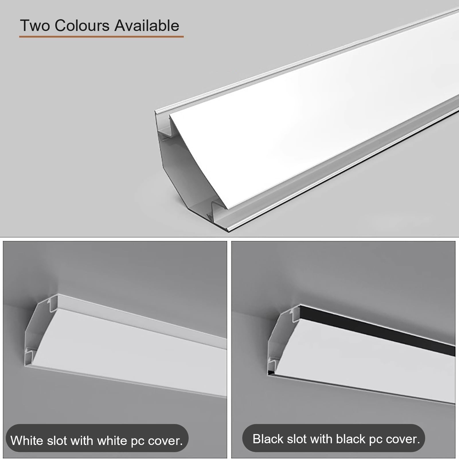 Profili per Strisce Led Illuminazione Battiscopa Diffusore Striscia Led per Interni, Canale in Alluminio Modanatura Corona per Soffitto / Cornicione, Canale Illuminazione Indiretta Decorativa Led(3.0m