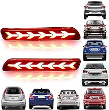 DETACHI Car Reflector Led Brake Light for Bumper Rear, Back and Red- Suitable Maruti Suzuki Ertiga- 2 Pcs With Maruti Suzuki Baleno Brezza Ciaz Ertiga New Swift Dzire Scross Ritz SX4 (Random Design)