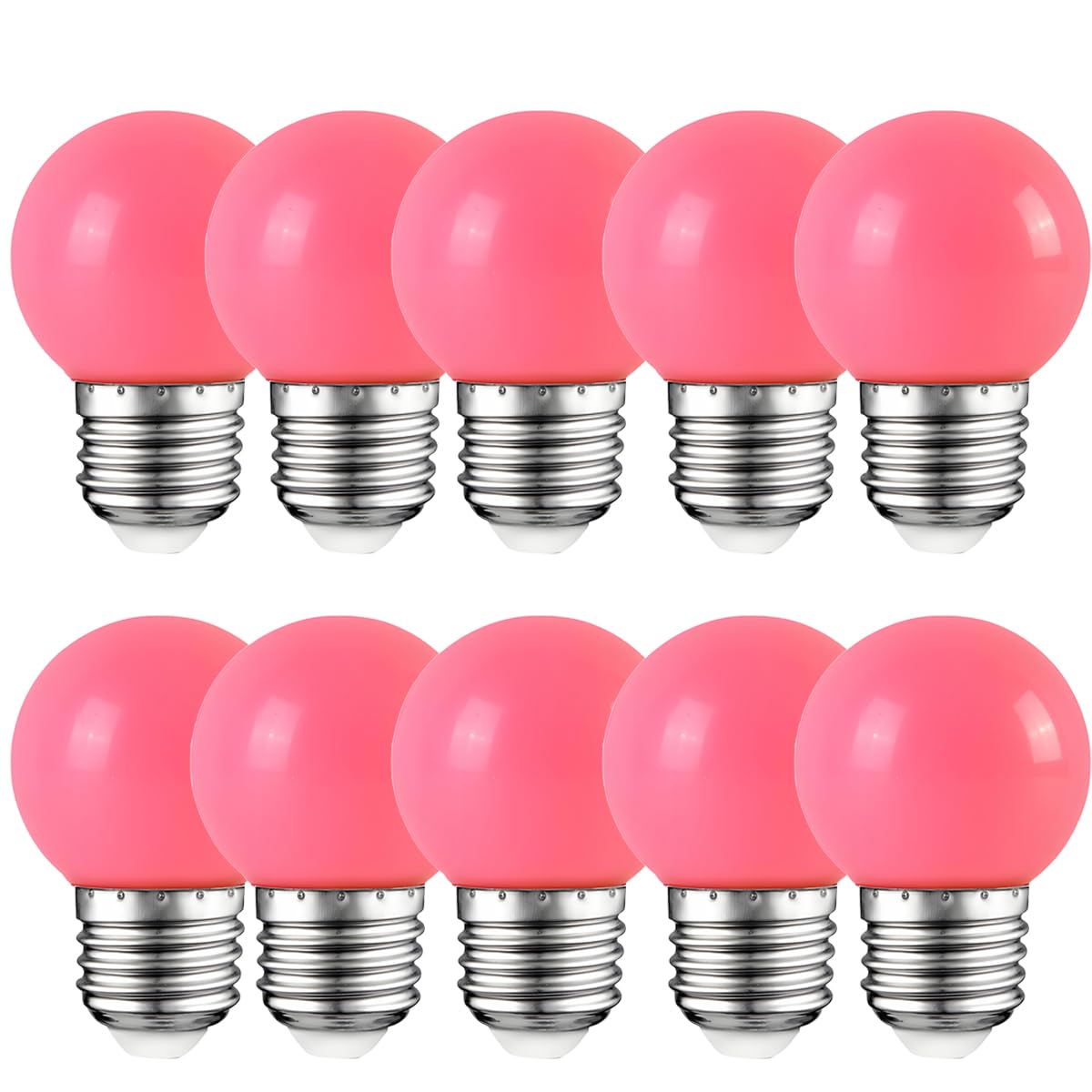 WULUN 10 Pack E27 Colored LED Light Bulbs 2W G45 Golf Ball Mini Globe Bulb Lighting Bulbs, Pink for Outdoor Indoor String Patio Garden Party Christmas, Tree, Fairy Party Night Lights