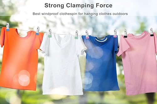 Miniatura 4 de Coideal Pinzas de ropa de colores, 30 pines de ropa utilitaria, clips de calcetines de metal de acero inoxidable multicolor para tendedero