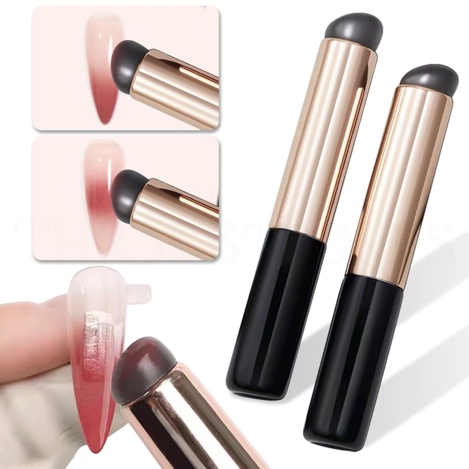 2 Pcs Silicone Nail Art Brushes, Reusable Nail Brushes For Nail Art Silicone Jelly Head Nail Brushes For Lip Lipstick Concealer Makeup Brush Nail Glitter Gradient Shading Manicure Tools-image-22